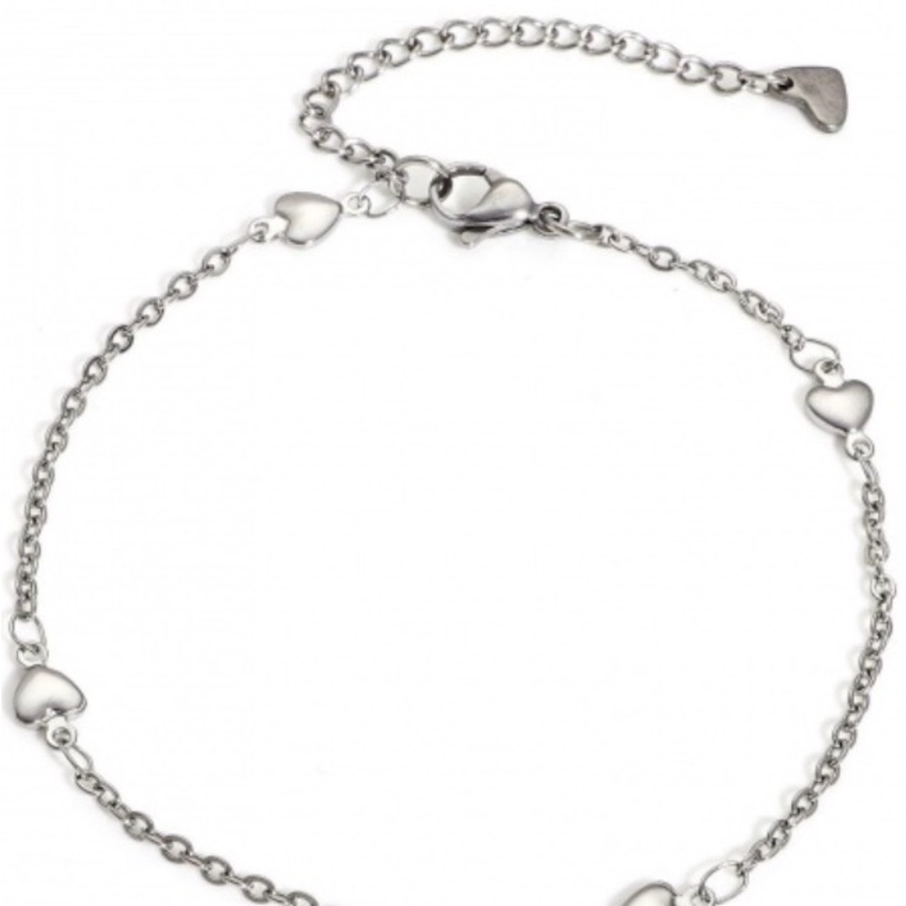 Elegant Sterling Silver Heart Ankle Bracelet